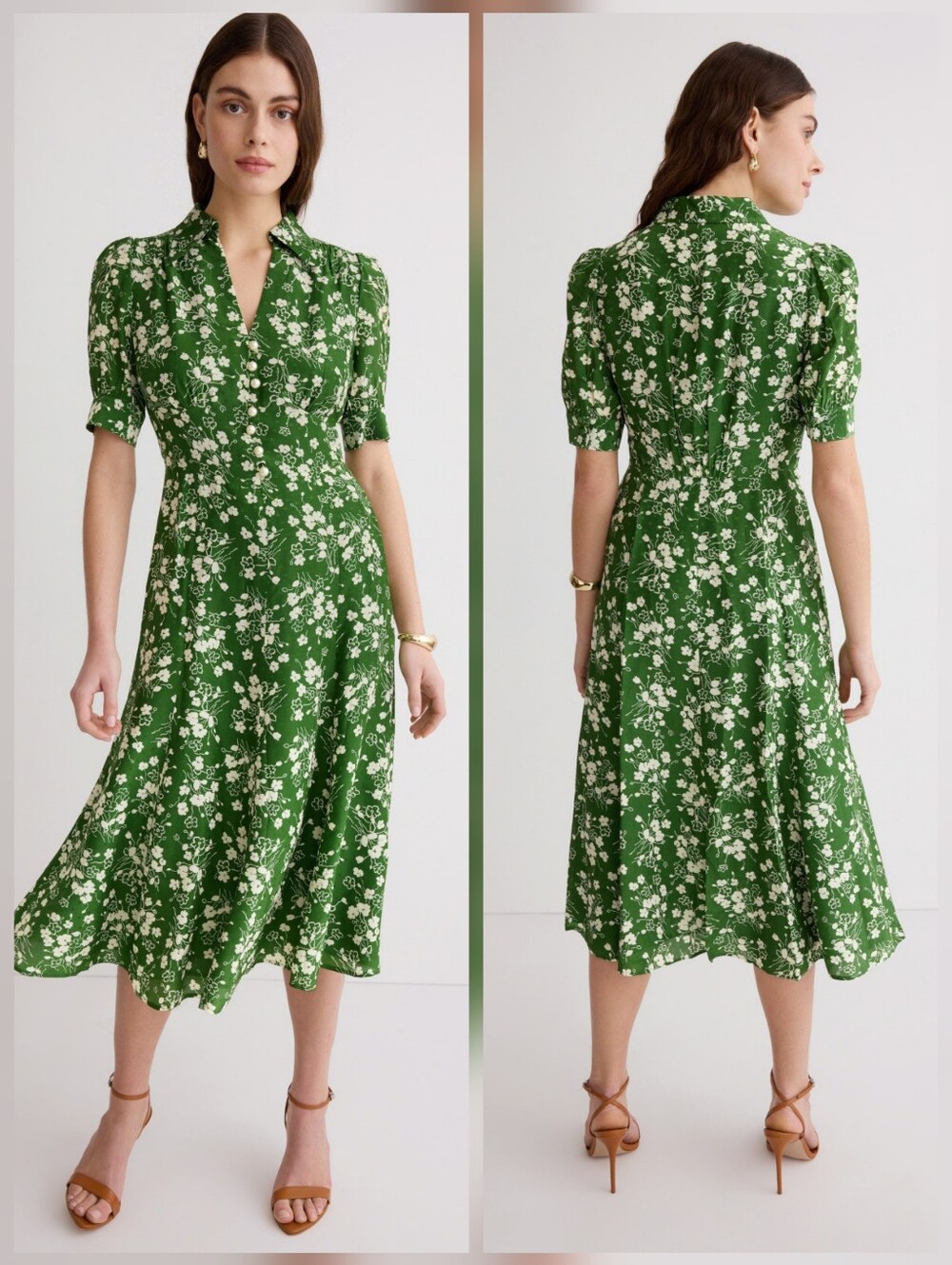 L.K. Bennett Sophie Wildflower Dress Collared Short Sleeve Size 12